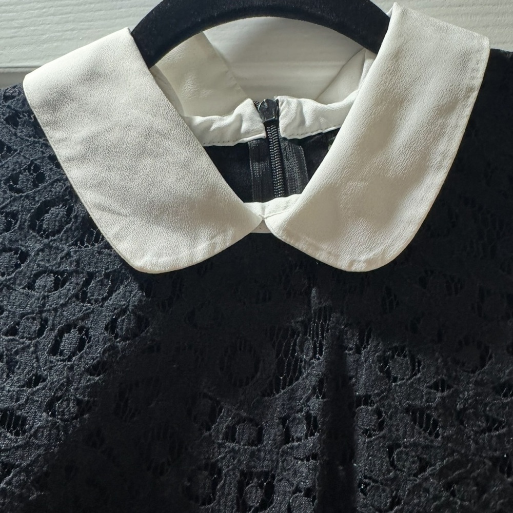 Zara Black Lace Dress with White Collar